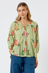 Kabana Inis Buttoned Top Khaki