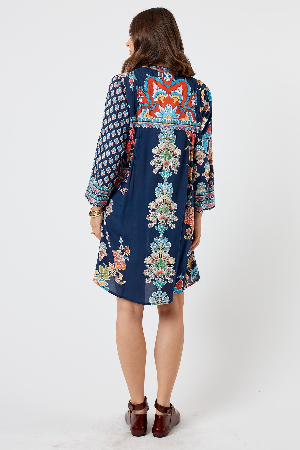 LulaLife Arden Button Dress Navy