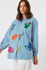 LulaLife Howdy Shirt Navy Stripe