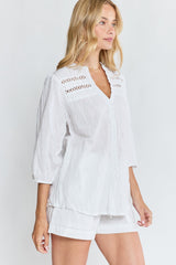 LulaLife Laverne Tuck Shirt White
